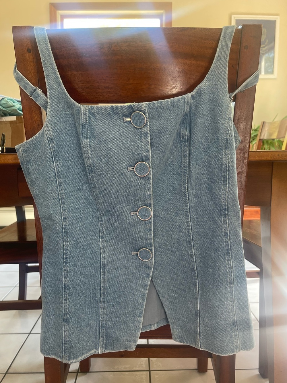 NWT Caroline Constas Denim Corset-Style Tank Top
